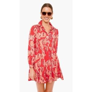 Tuckernuck Ro’s Garden S Romy Mini Dress Tulip Scarlet Red Floral 100% Cotton